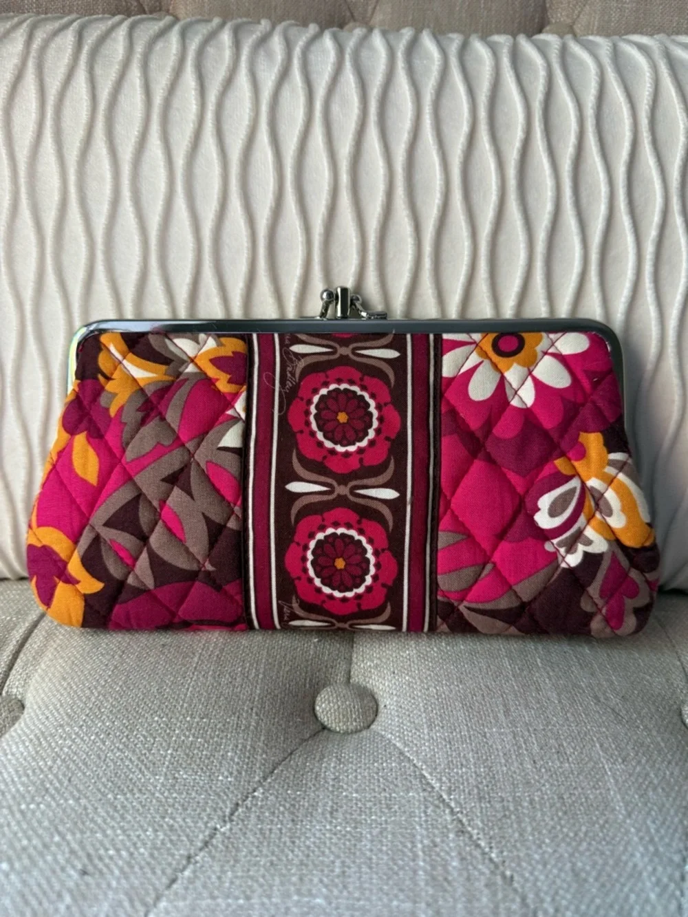 Vera Bradley Carnaby Double Kisslock Clutch Wallet Quilted